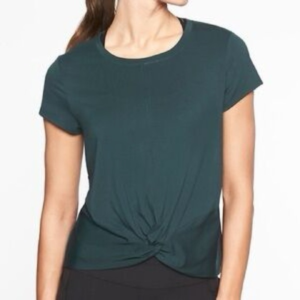 Athleta Dark Green Twist Front Tee